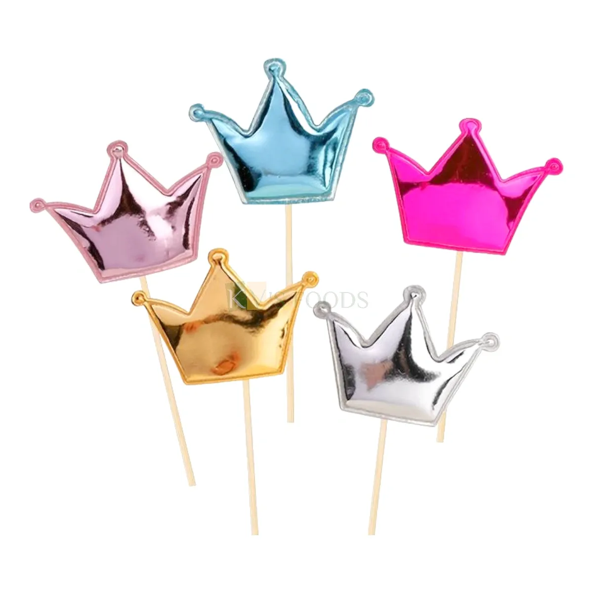 10 PCS Shiny Multicoloured Crown Shape Spongy Toothpick Cake Topper Cupcake Toppers Wedding New Years Cakes Decorations Happy Birthday Theme Fruit Pick Foamed Bamboo Toothpicks DIY Cake Decorations