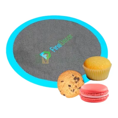 1 PC Silicone Round Net Mat Baking Mats, Diameter-30 cm, Fiber Glass, Reusable Professional Non-stick Puff Mat, Oven Liner Sheets, Rolling Dough Mat for Cakes, Macaron, Biscuits Pastries Cookie Sweets