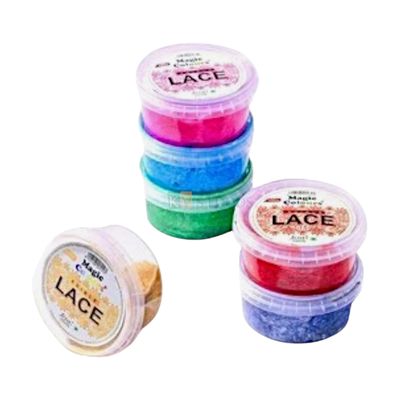 1 PC Magic Colours Edible Lace Paste for Cakes in different Colours White, Silver, Golden, Ready to use Sugar Lace, Cake Lace White Icing Sugar Paste for Cake Decorations Birthday Wedding Theme