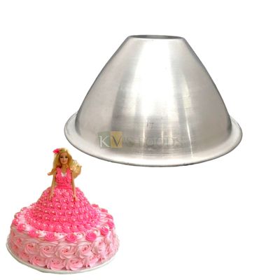 1PC Diameter 6.2 Inch Capacity ~300 Grams Aluminium Doll Cake Baking Pan, Silver Small Kids Girls Birthday Cakes Bakeware Mould, Dome, Pudding, Dress Cakes, Containers Tins for Oven Cake Decorations