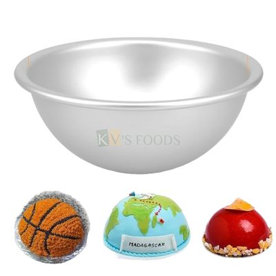 1PC Diameter 7.5 Inch Capacity ~750 Grams Aluminium Half Circle Hemisphere Shape Baking Pan, Silver Small Birthday Cakes Mould, Bakeware Dome, Pudding, Ball,Igloo, Doll Cakes, Containers Tins for Oven
