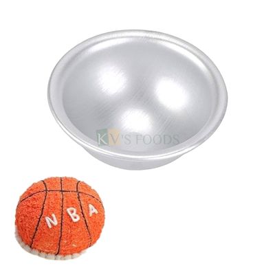1PC Diameter 5 Inch Capacity ~200 Grams Aluminium Half Circle Hemisphere Shape Baking Pan, Silver Small Birthday Cakes Mould, Bakeware Dome, Pudding, Lava Wati Cakes, Containers Tins for Oven