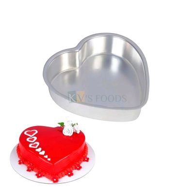 1PC Length 7.2 Inch Capacity ~500 Grams Aluminium Heart Shape Baking Pan, Silver Medium Birthday Cakes Mould, Bakeware Mousse Pudding Love Valentines, Wedding Anniversary Containers Tins Tray for Oven