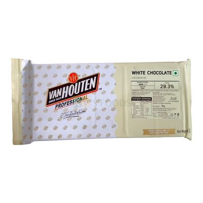 1 PC Van Houten White Chocolate, Cocoa 29.3% 1 Kg, Can be used for Decorating Cakes, Cupcakes, Cookies, Brownies, Toppings, Coverings, Fillings, Moulding, Garnishing, To Make Chocolates