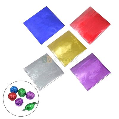 Square Shape, Approx. 250 Pieces, Aluminum Sweets, Candy, Chocolate Wrapper Foil Papers,  Size 8 x 8.6 cm, Assorted Color &amp; Prints Lollipop Wrapping Paper for Christmas Valentines Chocolates Packing