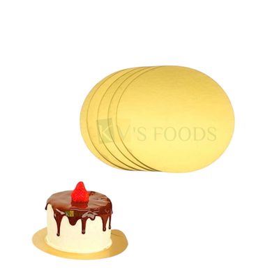 5PCS 5 Inch, Thickness 2mm, Circle Round Golden Cake Base Set, Small Cake Boards Cardboard, Bento Cake Base, Dessert Plates Pastries Displays Cupcake Tray pie, Donut, Mousse Decorating Birthday Theme