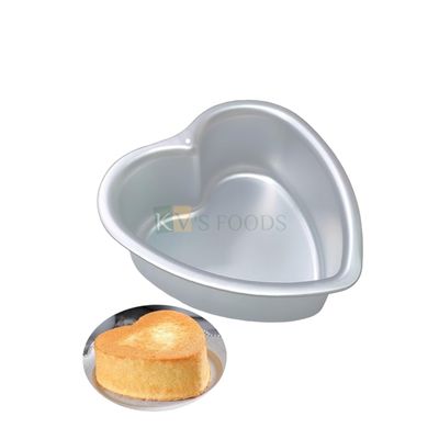 1PC Length 6.2 Inch Capacity ~400 Grams Aluminium Heart Shape Baking Pan, Silver Small Birthday Cakes Mould, Bakeware Mousse Pudding Love Valentines, Wedding Anniversary Containers Tins Tray for Ovens