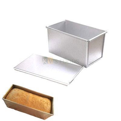 1PC Size 5.9 x 3 x 2.9 Inch Capacity ~ 250 gms, Baking Aluminium Small Bread Cake Rectangular Mould With Lid, Panettone  Bun Cake Bakeware Pan for Loafs, Bar Mousse Pudding Cheese Brownies Tins Tray