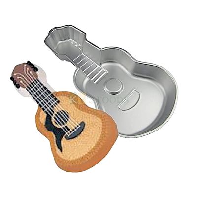 1PC Size 6.6 x 12.1 x 2 Inch Capacity ~1/2 Kg  Guitar Shape Aluminium Cake Mould, Baking Pan Silver Loaf Bakeware, Guitar Theme, Mousse Pudding Cheese Cake Containers Tins Tray for Ovens