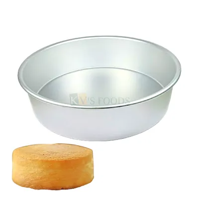 1PC Size Diameter 12 Inch, Height 3 Inch Capacity ~ 2 Kg  Aluminium Baking Pan Silver Circle Round Loaf Bread Cake Mould Bakeware Mousse Pudding Cheese Cake Containers Tins Tray for Ovens