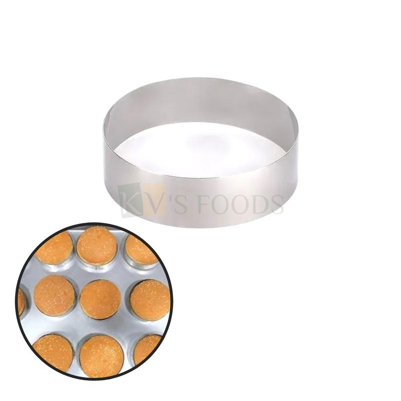 1 PC Diameter 4 Inch, Height 2 Inch Round Silver Stainless Steel Burger ...