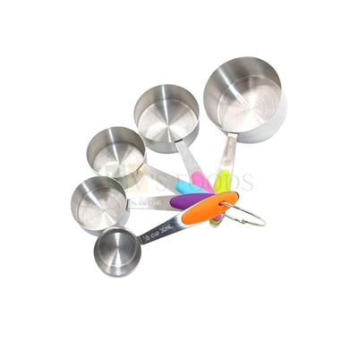 5 PCS Silver Stainless Steel Measuring Cups with Handle Set, DIY Baking Weighing Tools With Clearly Engraved Marking, Combo Set for Dry or Liquid 1/8, 1/4, 1/3, 1/2, 1 Cup for Sugar, Coffee, Flour