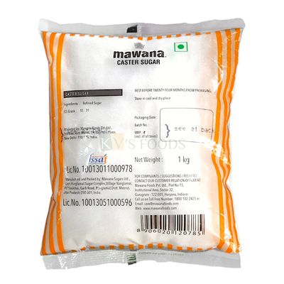 1 KG White Mawana Caster Sugar Powder, Can be used for Bakery, Cakes, Pastry Ice-Creams, Baking and Desserts, Mousses, Drinks, Cookies, Shakes, Biscuits, Cold Beverages DIY Cake Decorations