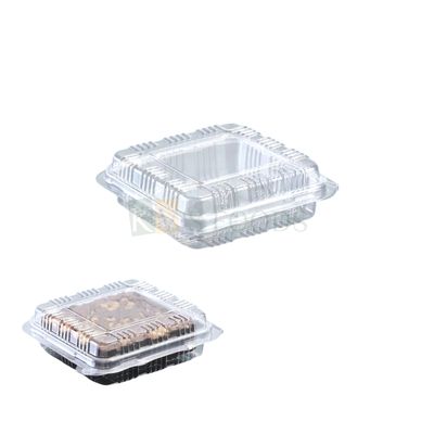 10 PCS (P-Oracle 1415) Size 3.1 x 3.1 Inch Height 1.2 Inch Square Hinged 1 Brownie Packaging Container with Square Dome Lid, Bakery Items Accessories, Transparent Pastry Food Show Bowl, Clamshell Box
