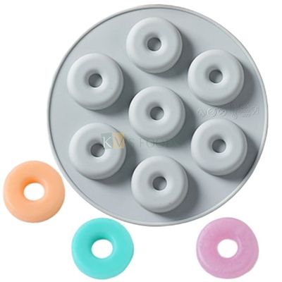 7 Cavity Donut Shape Silicon Chocolate Mould, Sugar Craft, Cake Decoration, Pudding, Dessert, Jelly, Gummy, Garnishing, Candy,Pralines, Fondant, Baking DIY Food Decor