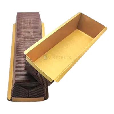 10 PC Eco Friendly Rectangle Brown Colour Loaf Cake Paper Large Mould Bake and Serve Size 10.2x2.7x2 Inch Disposable Gift Tray Bakeable Paper Bakeware Mould for Plum Cakes Brownie Dry Cakes