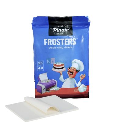 Set of 25 Pinak Froster Sugar Sheets, Edible Icing Sugar Sheet, Frosting Sheets, Edible Photo Print Papers, Edible Painting Drawing Sheets, Edible Art for Cake Decoration, Print Sheets - A4 Size