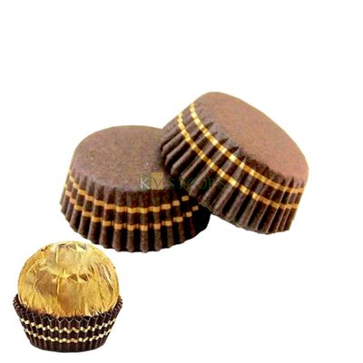 10 PCS Brown Colour Golden Edge Border Ferrero Rocher Chocolate Liners Top Diameter 1.6 Inch, Mini Chocolate Balls, DIY Gifts Birthday Tableware Decorations