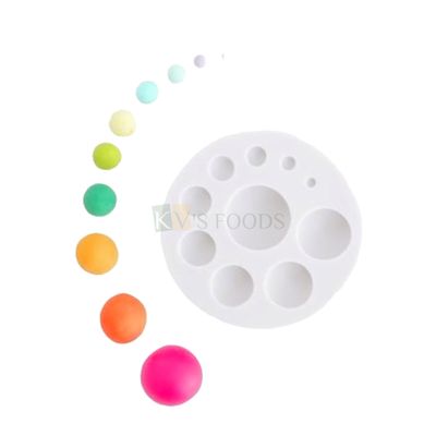 1 PC 10 Cavity Silicone Fondant Different Sizes Pearls Shape, Round Half Circle Beads, Hemisphere Semi-circle Shape Moulds Wedding Anniversary Cakes Decoration Birthday Baby Shower Flexible Molds