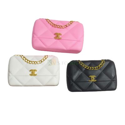 1PC Chanel 19 Small Flap Luxury Designer Ladies Bag Purse Cake Cupcake Topper, 1/6 scale Handbag Miniatures Figurine Model Toy Doll Dollhouse DIY Cake Decoration Shopping Theme Cake Girls Birthday