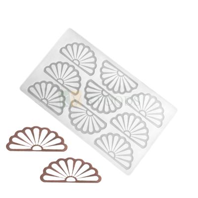 1 PC White 9 Cavity Hollow Fan Pattern Shape Silicon Chocolate Garnishing Moulds Flower Shape, Sugar-craft, Cakes Dessert Insert, Ice-cream Cake Topper, Jelly Candy, Fondant, DIY Side Cake Decorating