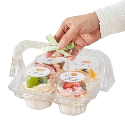 5PC 4 Cavity Blister Cupcake Clear Plastic Cupcake Containers with Deep Dome Lids, Stackable Clear four Cupcake Holders Individual Cupcake Muffin Carriers Take-out, Gathering Packing, Party Serving​