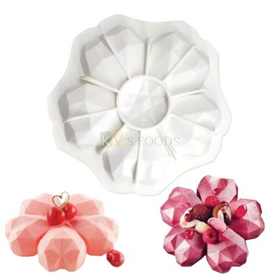 3D 5 Cavity Diamond Heart Flower Shape, Entremet Silicon Mould Cake Molds, Baking, Mousse Cake, French Cake, Dessert, Candle DIY Food Handicraft Tool