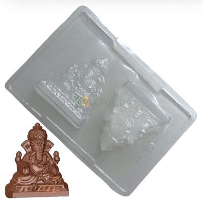 Chocolate Ganesha Ganpati IDOL with CHOWKI Aasan Set (2 Moulds) PVC Chocolate Mould DIY Eco-Friendly Ganesha