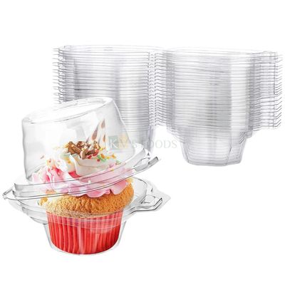 5PC 1 Cavity Clear Plastic Blister Cupcake Containers with Deep Dome Lids, Stackable Clear Single Cupcake Holders Individual Cupcake Muffin Carriers for Take-out, Gathering Packing, Party Serving​