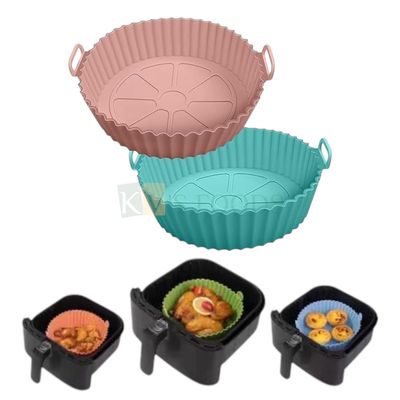 1 PC Reusable Silicone Air Fryer Round Shape Basket, Size Base Diameter-6.5&quot;, Height-2.4&quot;, Airfryer Baking Tray, Liners Basket,  Apply to 1-3.5 QT Airfryer, Pot Bowl, Kitchen Cooking Oven Accessories