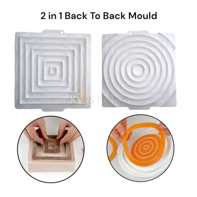1 PC White Silicone Square Circle Rings Shaped Chocolate Back to Back 2 in 1 Entremet Mould, Size 10x10x1 Inch, Classic French Dessert Baking Pudding, Gelatin, Jelly, Fondant Birthday Cake Decorations