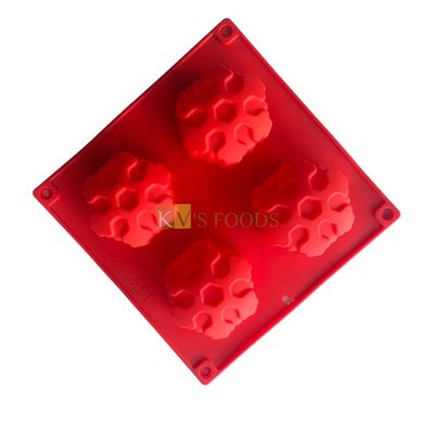 4 Cavity Snowflakes Shape Silicon Mould Chocolate, Mousse, Dessert, Bakeware, Mini Bread Loaf, Brownie, Cornbread, Muffin, Handmade Soap, Ice Cream, Candle Jelly Pudding Cake DIY Tools