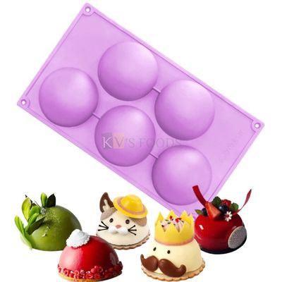 5 Cavity Half Semi Sphere Round Dome Ball Silicon Mould Chocolate Bomb Melts, Mousse, Dessert, Bakeware, Bath Bomb Soap, Ice Cream, Candle, Candy, Jelly Pudding Cake DIY Tools