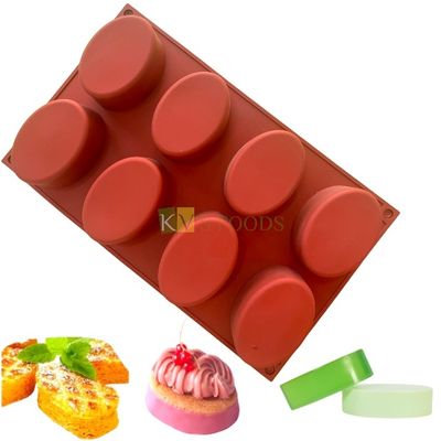 8 Cavity Oval Shape Mini Bread, Loaf, Brownie, Mousse, Dessert Bakeware, Cornbread, Muffin Silicon Non-stick Mould Multi Purpose, Handmade Soap, Ice Cream,  Candle Jelly Pudding Cake DIY Tools