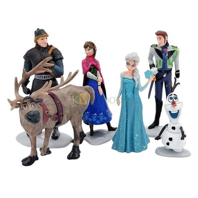 6 Pieces Frozen Family Princess Elsa Anna Hans Olaf Cake Theme Toppers, Miniature Figurine, Cake Decoration, Mini Cake Toppers Action Figures Set, Gift Children&#39;s Play Statues Dolls Toys Set