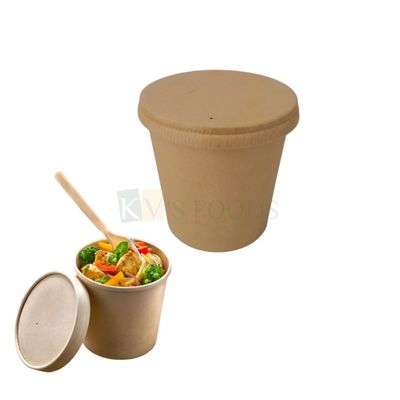 5 PCS Base Diameter 3 x 3 Inch Height 3.9 Inch Capacity ~ 15OZ/450 ML, Kraft Paper Brown Compostable Food Glass with Vented Lid, Cup Heat Preservation for Soups Stews Salad Hot and Cold Drinks Bowls