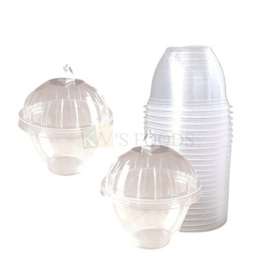 50 PCS Size 3.3 X 3.2 Inch Height, Capacity ~ 100 ML Plastic Mini Kivi Dessert Cake Cup with Dome Lids With Straw Hole, Multi-Purpose Clear Transparent Soft Drink Disposable Birthday Christmas Part