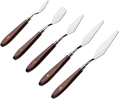 5 Pieces/Set Stainless Steel Cake Cream Frosting Spatula | Painting Knives Stainless Steel Palette Knife Set for Cake Painting, Fondant Cake Flower Decorating, Colour Mixing, DIY Cake Decor