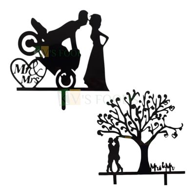 1PC Black Acrylic Dressed up Bride and Groom Kissing Mr &amp; Mrs Cake Topper, Romantic Couples Kissing Cake Insert, Silhouette Cake Topper, Happy Marriage Anniversary Wedding Theme DIY Cake Decorations