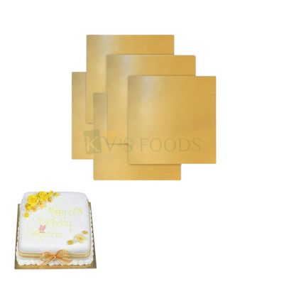 5PCS 6 Inch, Thickness 2mm, Square Golden Cake Base Set, Small Cake Boards Cardboard, Bento Cake Base, Dessert Plates Pastries Displays Cupcake Tray pie, Donut, Mousse Decorating Birthday Theme