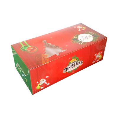 5PC Set of Multipurpose Christmas Cake Box ~250 Grams With Transparent Window Size 8.5x4x3 Inch for Merry Chritsmas Plum Cakes, Dry Fruits, Muffins, Cookies Folding Box DIY Festival Gifting Hamper Box