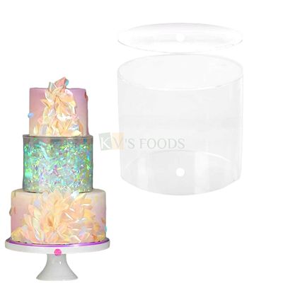 1 PC Diameter 5.8 Inch Height 6.2 Inch Clear Acrylic Fillable Round Cake Spacer with Removable Lid, Centre Dowel Hole, Cake Seperator, Cake Riser, Tier Cake Display Stand, Pedestal Stands