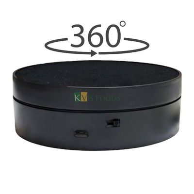 New 6&quot; Motorised Cake Rotating Display Stand Topper, Clock-wise and Anti-Clockwise 360 Degree Electric Rotating Turntable - Black &amp; White Options