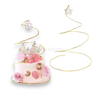 1 PC Gold Silver Charm Twirling Swerl Wave Wire Spiral Tree Dancer Birthday Cake Topper Wedding Decorations Crystal Star Spiral Cake Decoration Ornament Wire Spiral Topper for Food Decor Christmas