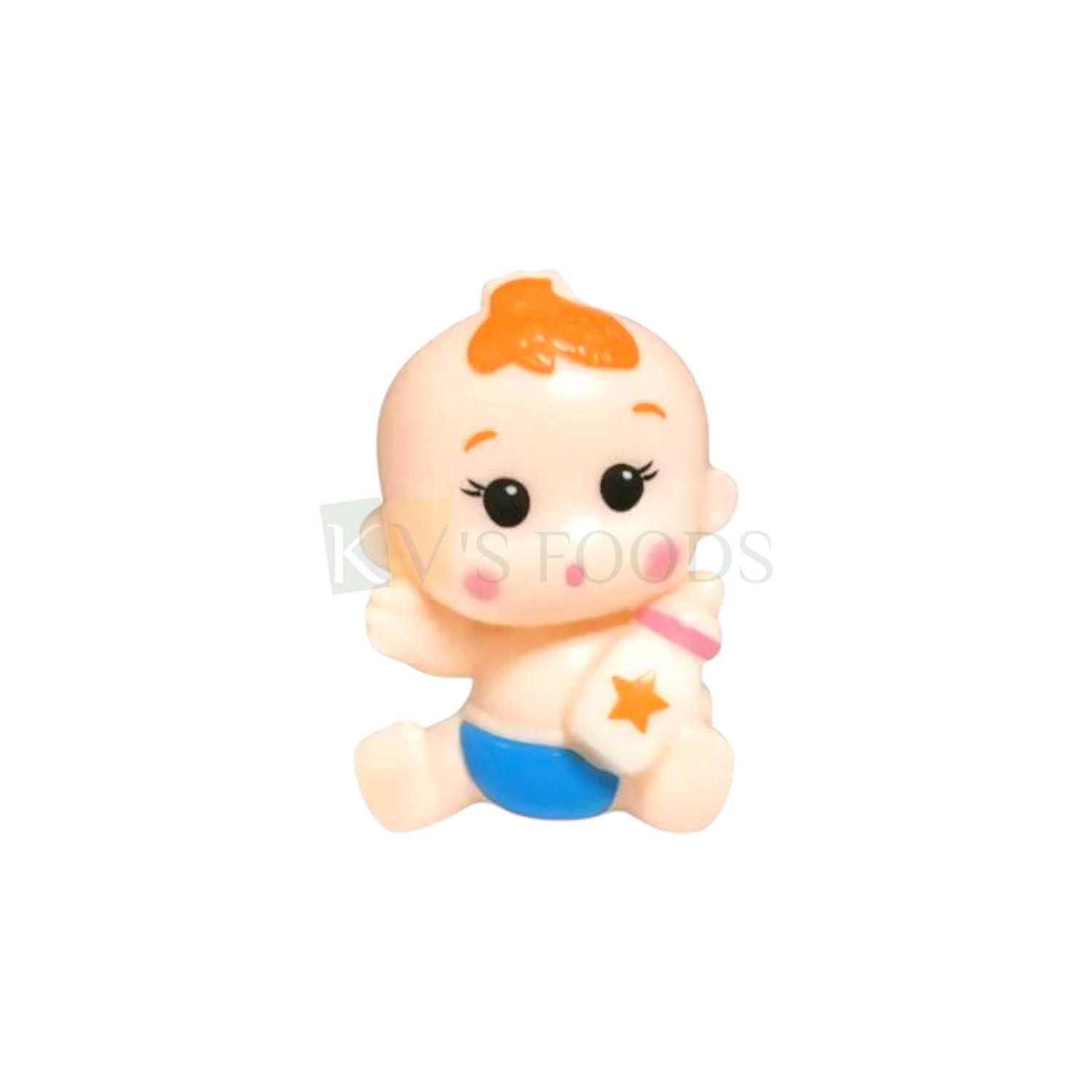 1PC Blue Colour Baby Boy Holding Milk Bottle Doll Cake Topper, Small Cute Mini Baby Shower, Miniature Figurine Birthday Theme Kids Room Decor Toys DIY Cupcakes Decorations