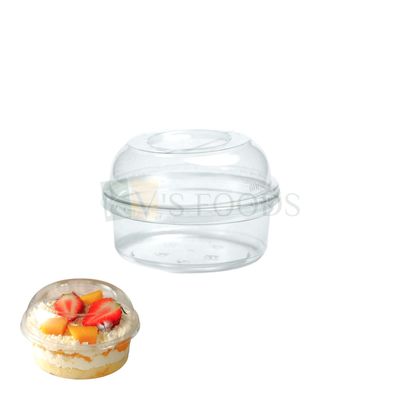 10PCS (8 oz-117) Diameter 4.6 Inch, Height ~2.8 Inch Capacity ~ 230 ML Transparent Plastic Round Dessert Tub with Dome Lid, Airtight Food Container, Chocolates, Mousses Pudding Candy DIY Short Cakes