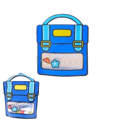 Set of 10 Pcs Blue Cute School Bag Shape Zipper Bags with Handle, Candy Goodies Favor Ziplock Mini Handbag Gift Bags for Wedding Baby Shower Birthday Party Favor Bag Plastic Matte frosted Portable