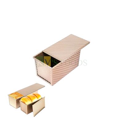 1PC Medium Size 6.8x3.1x3.2 Inch Capacity ~ 500 gms, Rose Gold, Zig -Zag Design Baking Bread Toast Rectangular Mould With Lid, Loaf Panettone Bun Cake Bakeware Pan, Bar Mousse Pudding Cheese Tin Tray