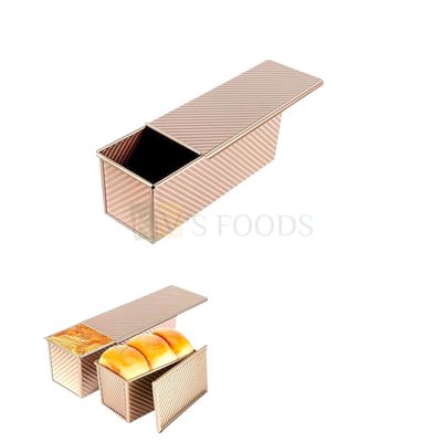 1PC Big Size 7.4x4x4.6 Inch Capacity ~ 900 gms, Rose Gold, Zig-Zag Design Baking Bread Toast Rectangular Mould With Lid, Loaf Panettone Bun Cake Bakeware Pan, Bar Mousse Pudding Cheese Tin Tray