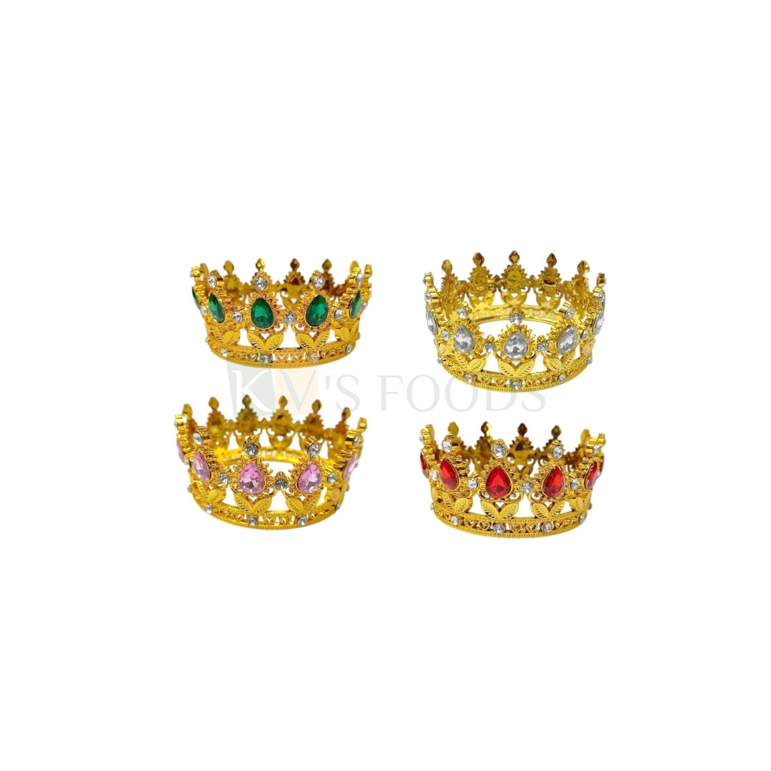 1 PC Medium Golden Colour Fashion Crown Tiara Diameter 3.2 Inch, Cake Topper, Crystal Diamond Rhinestone Kids Children&#39;s Princess Daughters Birthday Party, Cake Decorations, Girls Hair Accessories